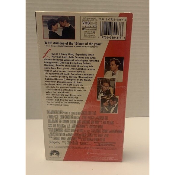 Sabrina VHS  NEW Sealed Harrison Ford Julia Ormond Greg Kinnear Comedy Romance - Picture 2 of 4